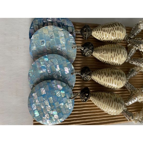 Set of 4 napkin rings, shell and beads - Picture 4 of 6